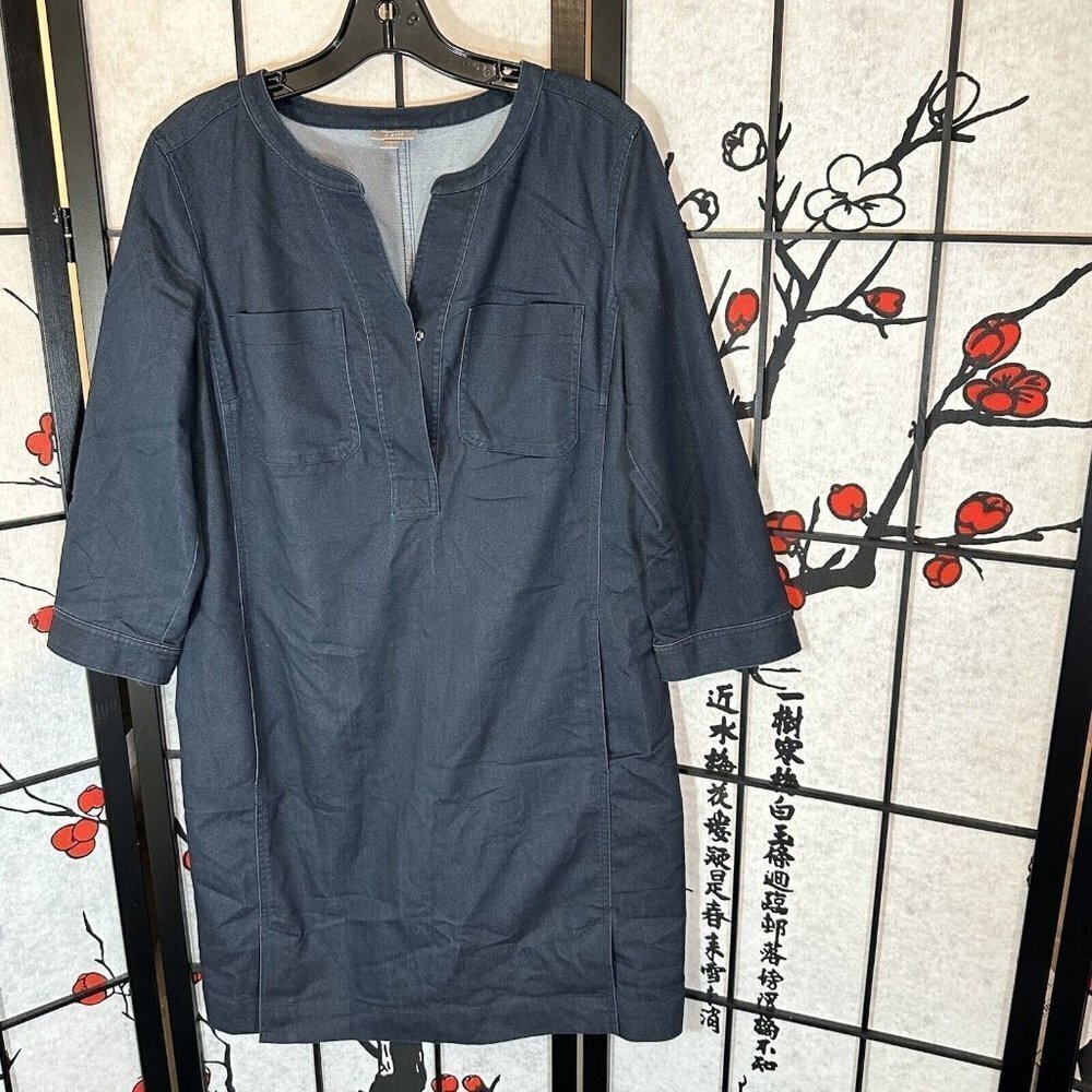 J Jill Dress Chambray Blue Size Small S 3/4 Sleeves Stretch